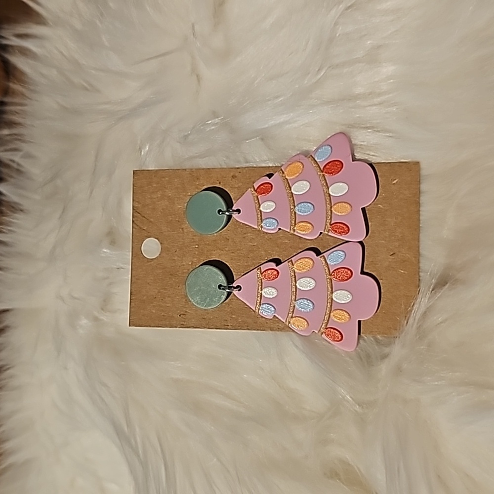 Pink Tree Earrings